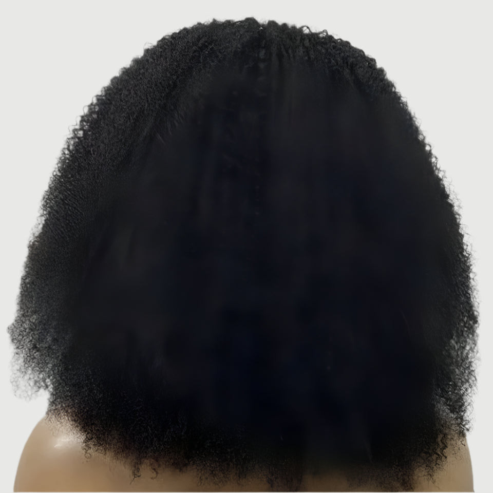 Machine Made 250% Afro Kinky Human Hair Wig With Bang