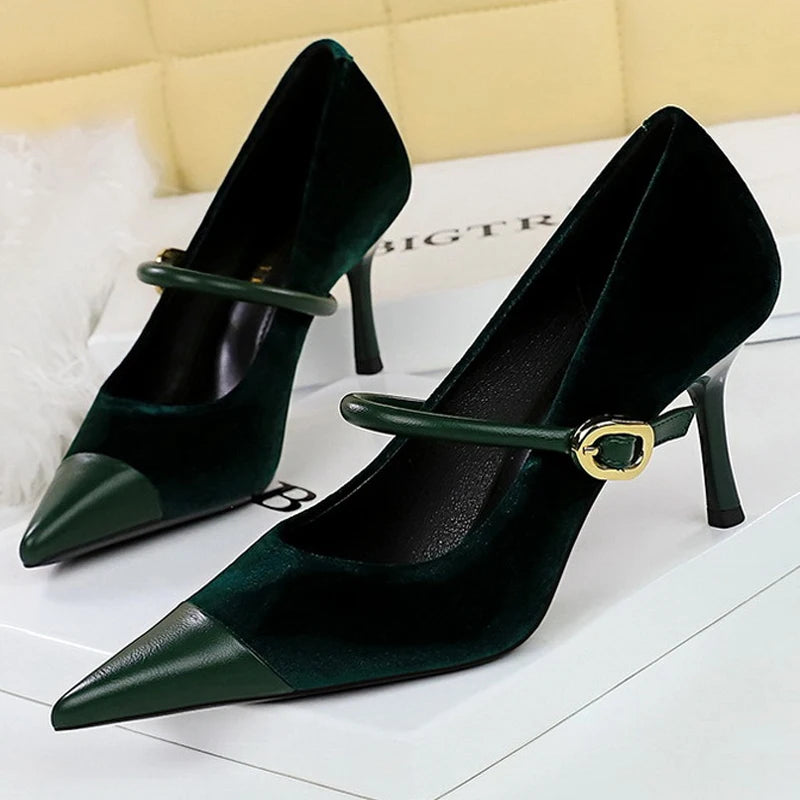 New Buckle Design Pointed toe Stilettos Heels Ladies Shoes