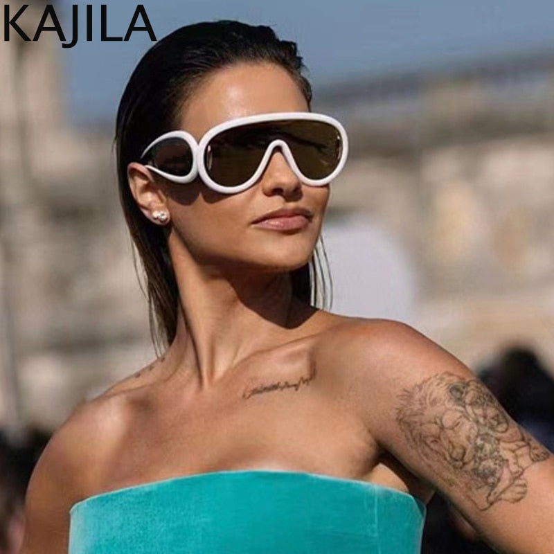 One-Piece Sun Glasses Luxury Brand Oversized Steampunk Eyewear