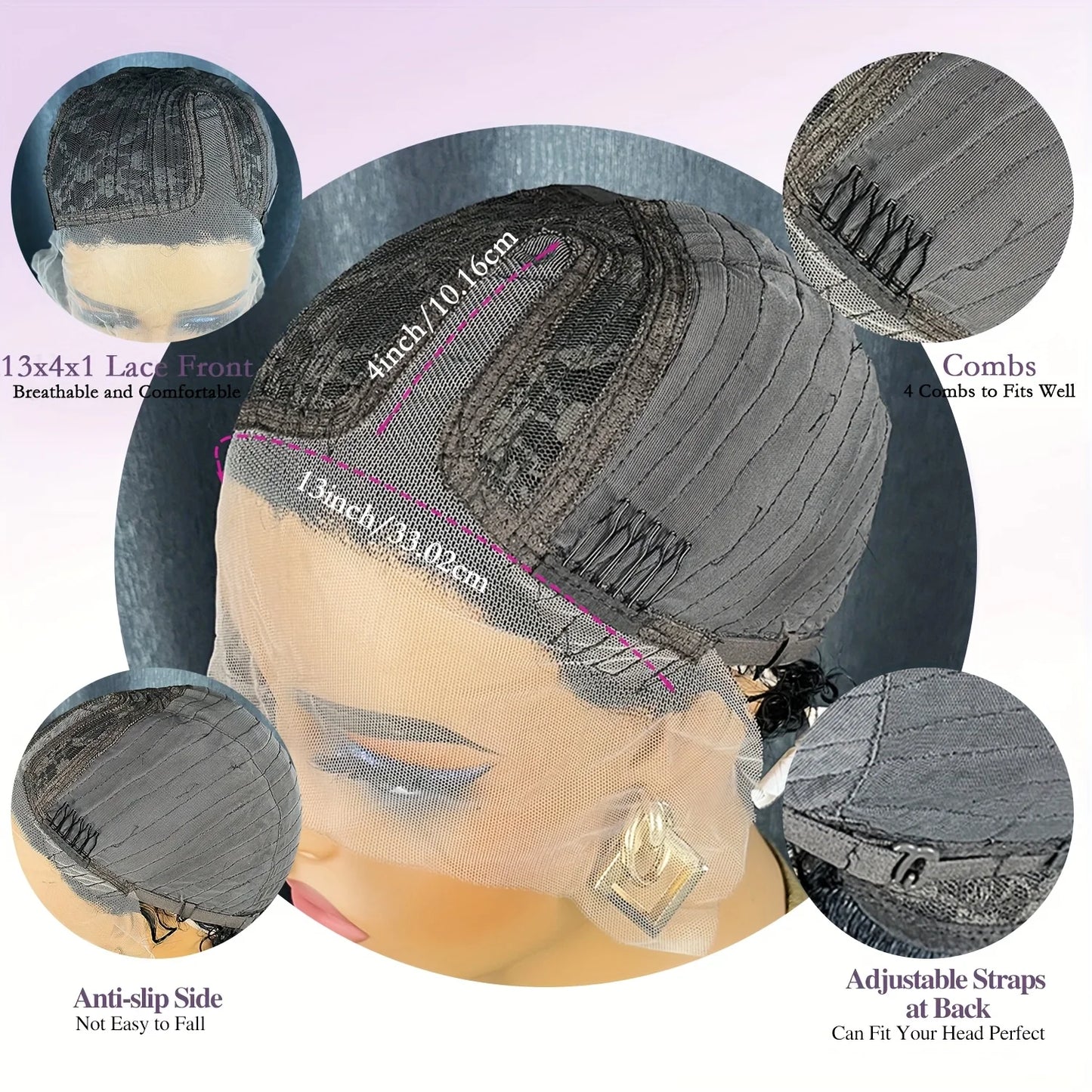 13x4x1 Lace Frontal Loose Curly Wave Short Bob Pixie Cut Wig