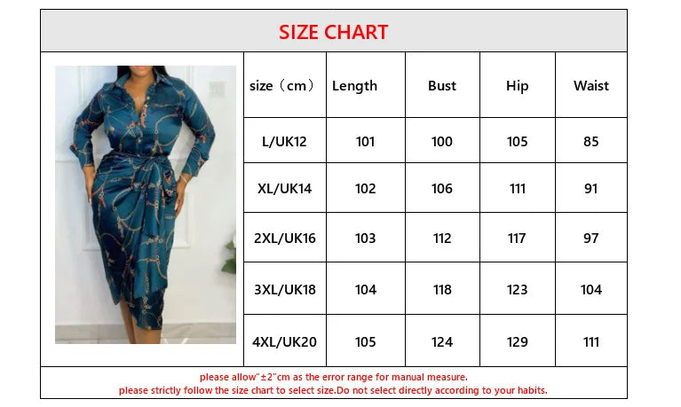 Fashion Long Sleeve Chain Printed Casual Elegant Satin Dress