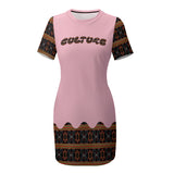 Toghu Accent Culture Crew Neck Short Sleeve Dress - Pink