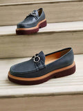 High Quality Metal Button Mixed Colors Genuine Leather Loafers Men