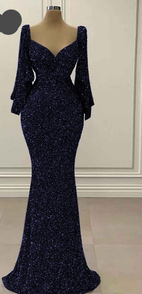 Elegant Dubai Sequin Evening Dress