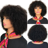 Full Machine Made Brazilian Virgin Afro Kinky Curly Human Hair Wigs With Bangs