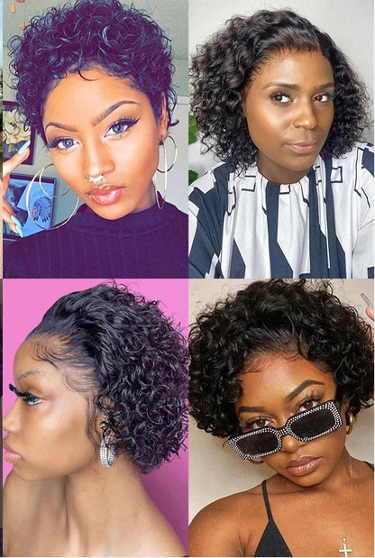 Short Curly Lace Front Human Hair Wig