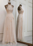 Elegant sequin A-line two layers styled evening dress