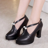 Plus Size Genuine Leather Platform High Heels Shoe