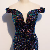Mermaid Sexy Off Shoulder Colorful Sequins Formal Dress