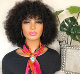 Full Machine Made Brazilian Virgin Afro Kinky Curly Human Hair Wigs With Bangs