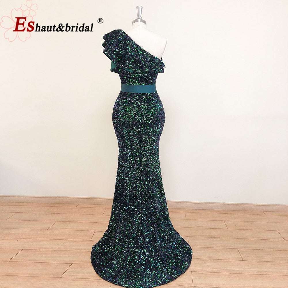 Elegant One Shoulder Mermaid Evening Dress