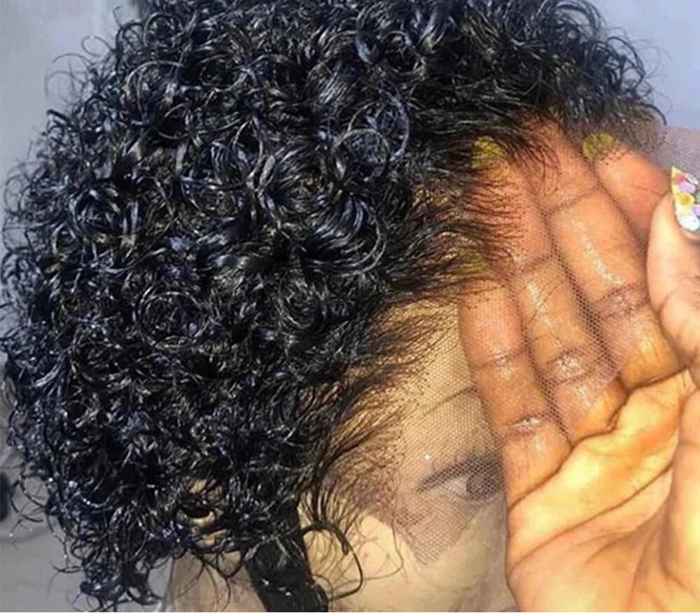 Short Curly Lace Front Human Hair Wig