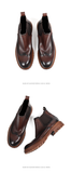 Brogue High-Top Casual Big Head Platform Leather Boots - Brown