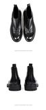 Brogue High-Top Casual Big Head Platform Leather Boots - Black