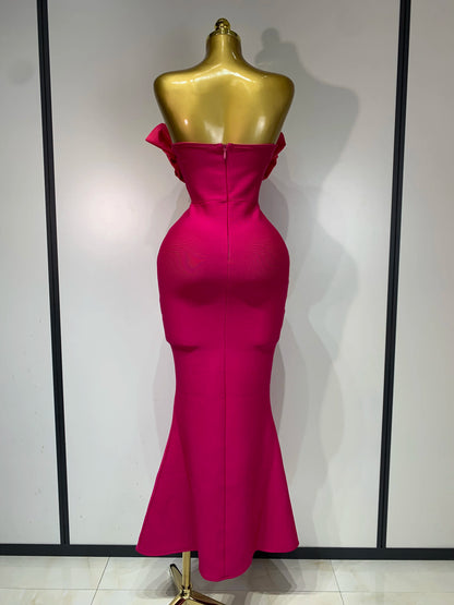 Luxury Bandage Strapless Appliques Sparkly Diamond Evening Club Outfit