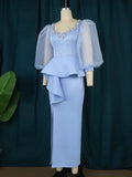 Elegant 3/4 Sleeve V-neck High Waist Bodycon Dress