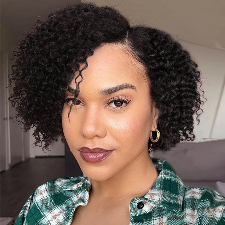 Side Part Lace Front Pixie Cut Human Hair Bob Wig