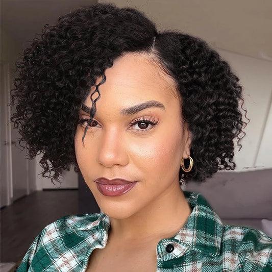 Side Part Lace Front Pixie Cut Human Hair Bob Wig