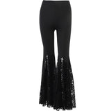 Flare Sexy Black Lace Patchwork High Waist Pant