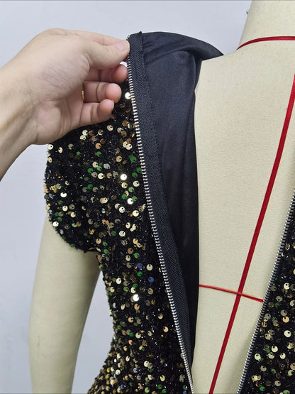 Half High Neck Short Sleeve Slim Fit Party Outfit