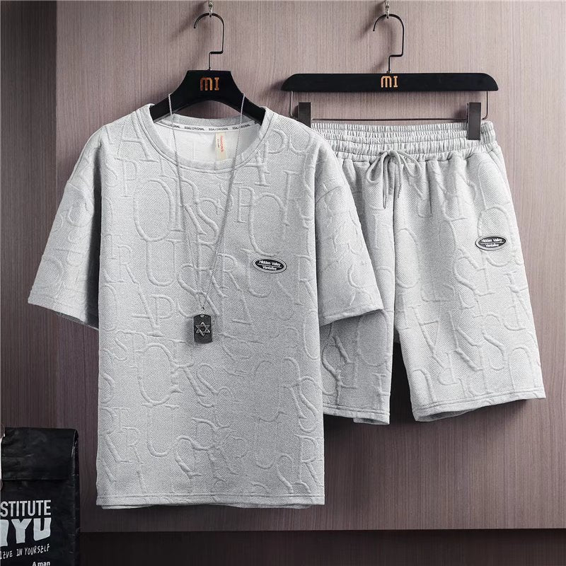 Creative Pattern 2 Piece Fashion Casual Set T-Shirt And Shorts