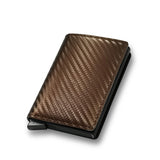 Slim Mini Trifold Leather Carbon Fiber Card Holder for Men (Customizable with Name)
