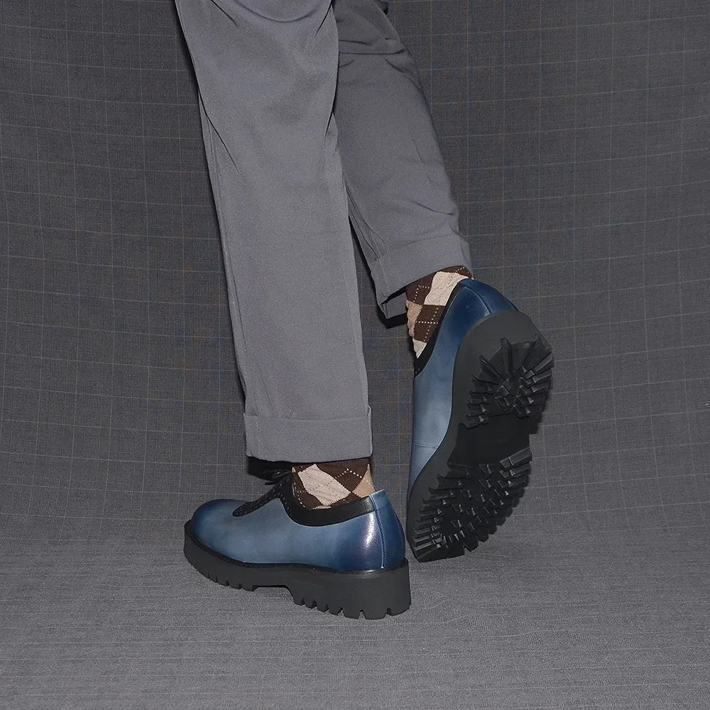 Fashion Men's Oxford Genuine Leather Round Toe Casual Dress Shoes