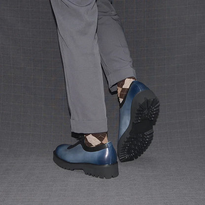 Fashion Men's Oxford Genuine Leather Round Toe Casual Dress Shoes