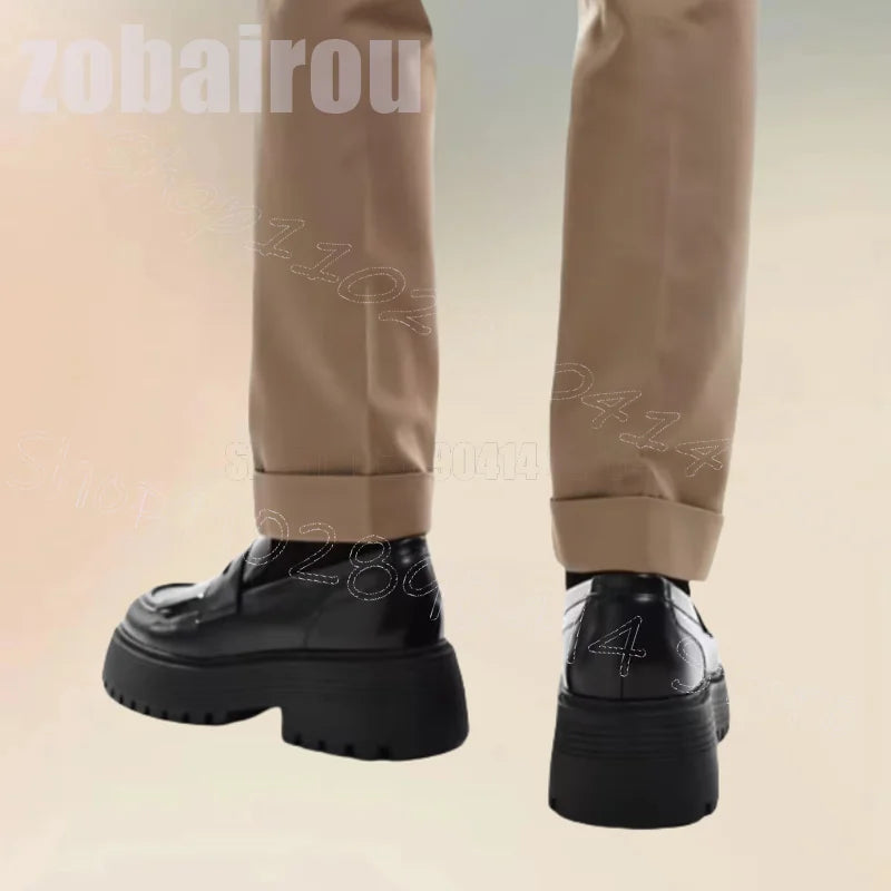 Round Toe Tassels Wave Pattern Luxurious Handmade Loafers