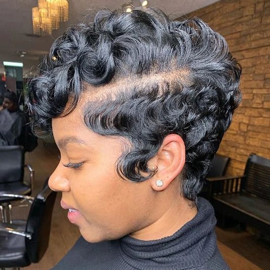 Short Human Hair Pixie Cut Wig