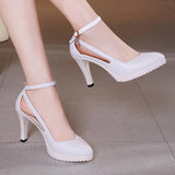 Pointed Toe Buckle Strap Platform Office Lady Pump