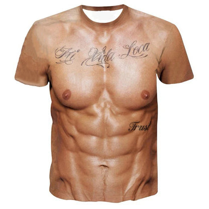 Funny Male 3D Muscle Fake Muscle T-Shirt