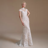 Luxury Lace Beaded Around Neck Design for Bride Formal Gown