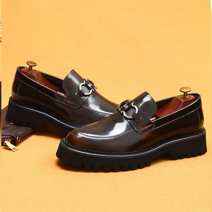 British Loafers Glossy Leather Oxford Thick Sole Shoes