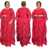 Lace Half Sleeve Plus Size Long Abaya Robe