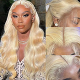 Honey Blonde Body Wave HD Transparent Lace Frontal Wig.