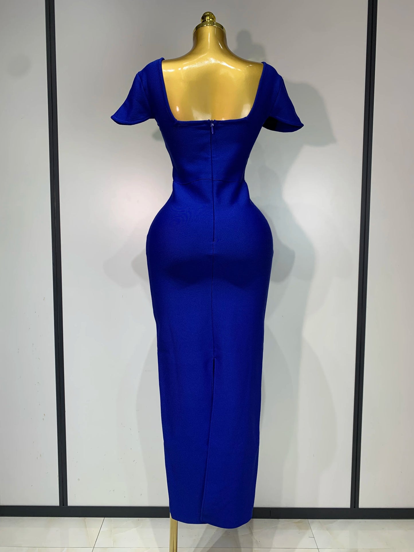 Sexy Square Collar Stretch Bandage Long Party Dress