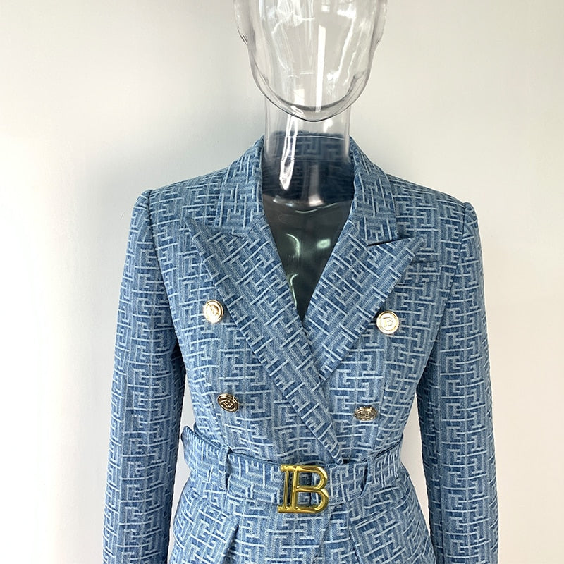 High Street Quality Textured Blazers Suit