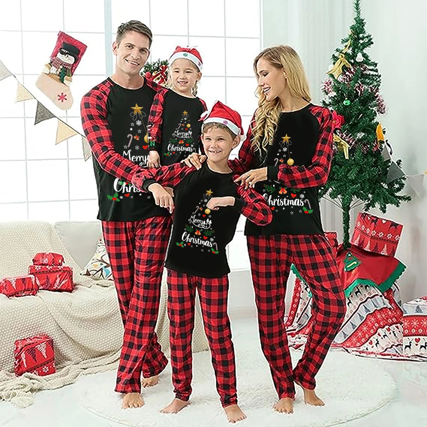Fashion Christmas Pajamas for Family Xmas Pajamas Family Christmas Pjs Matching Sets Holiday Nightwear Jammies