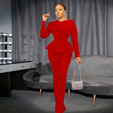 Long Sleeve Black White Red Mesh Patchwork Jumpsuit