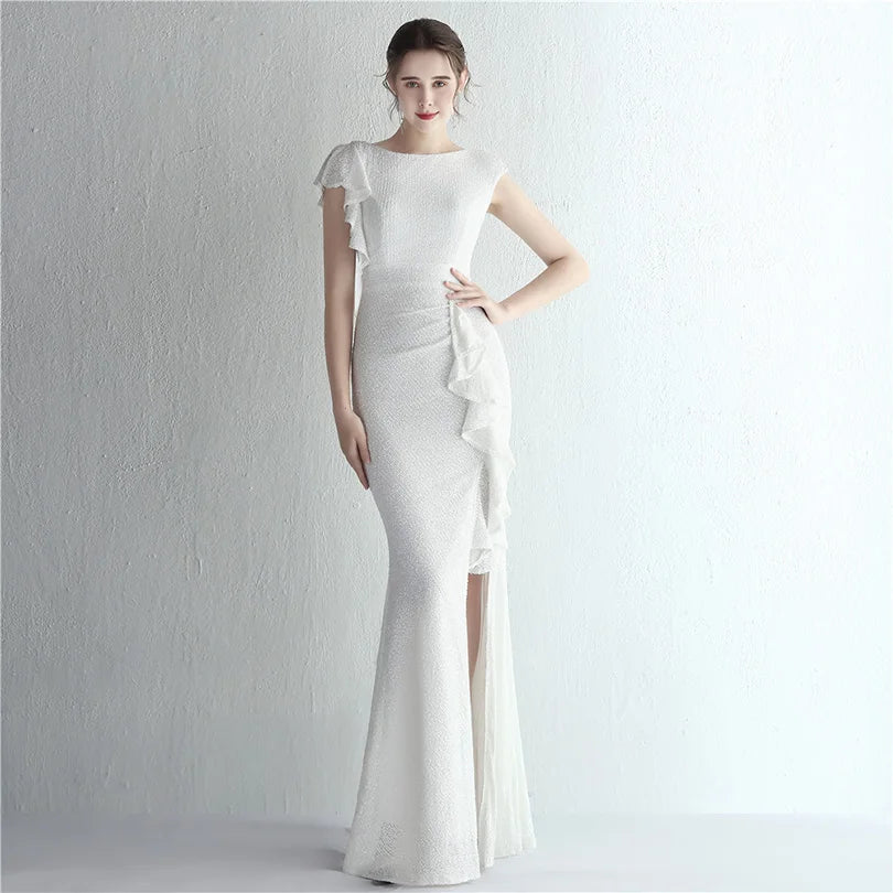 Elegant Mermaid O Neck Sequins Evening Dress