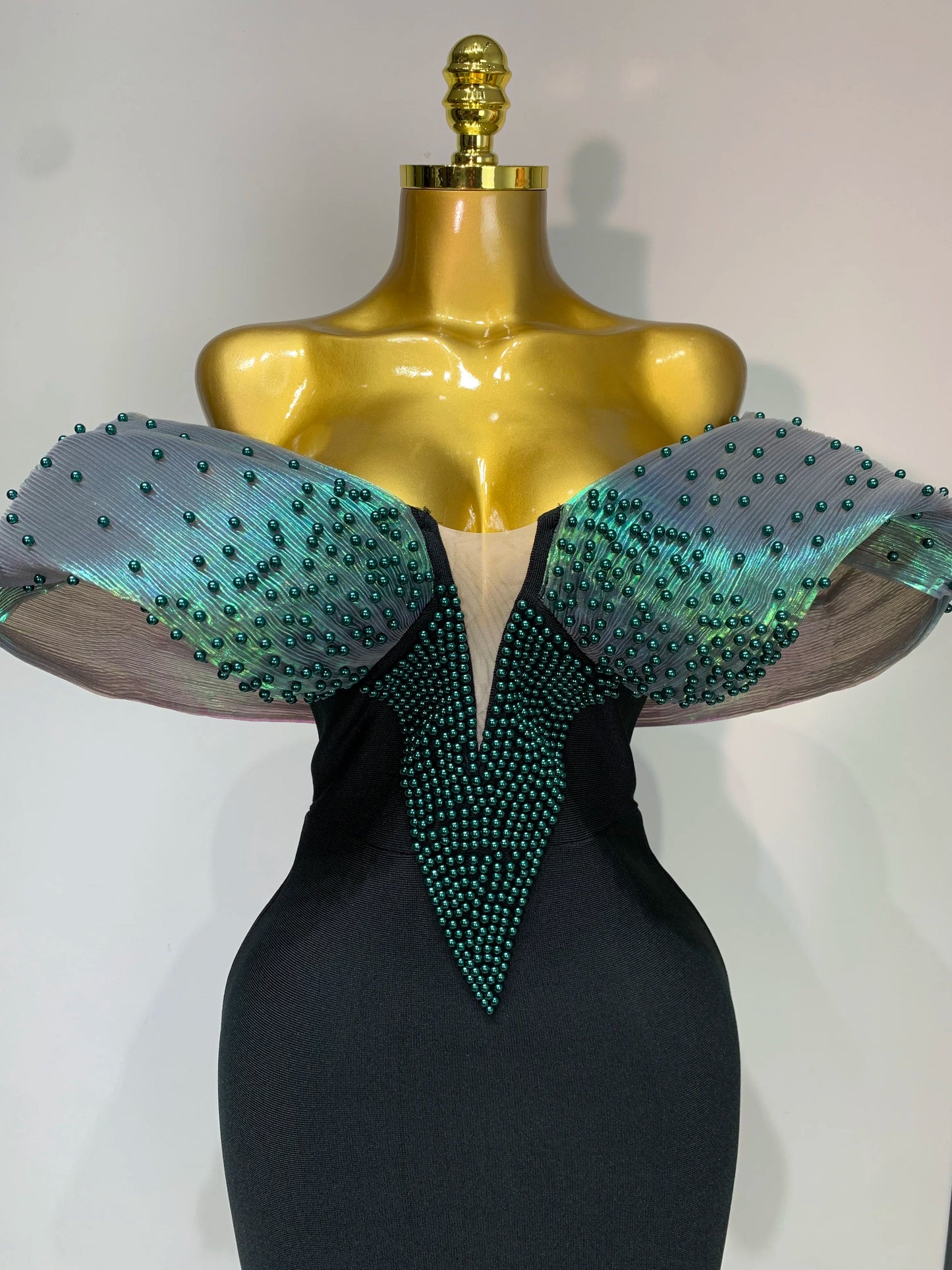 Sexy Off Shoulder Beading Bodycon Long Bandage Dress