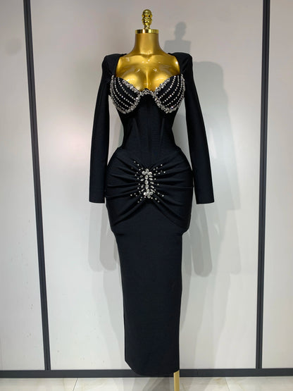 Sexy Luxury Sparkly Beading Bandage Dress