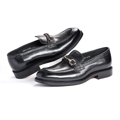 Genuine snake-skin embossing leather with metal buckles high-quality shoes