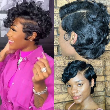 Short Human Hair Pixie Cut Wig