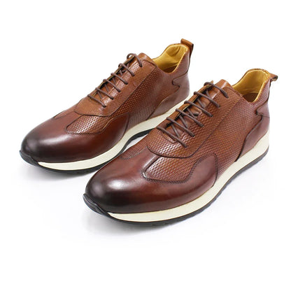 Handmade Real Cow Leather Male Oxfords Comfortable Lace-Up Running Shoes