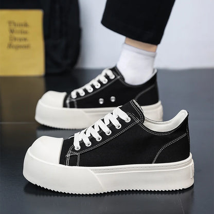 Trendy Men Thick Bottom Sports Platform Canvas Shoes