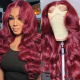 4x4 and 13x4 99J Burgundy Lace Front Body Wave Human Hair Wig
