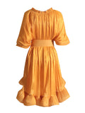 Round Neck Short Sleeve High Waist Elegant A Line Dress