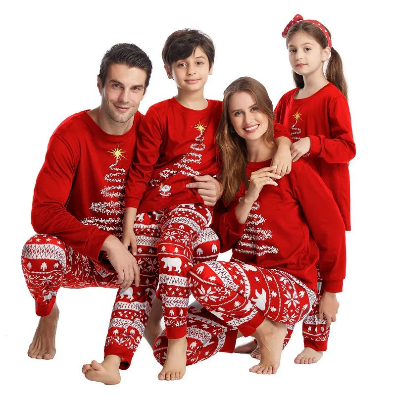 New Year's Costumes Family Christmas Matching Pajamas fairy Print 2 Pcs Suit Sleepwear Adults Kids Clothing Set Xmas Look